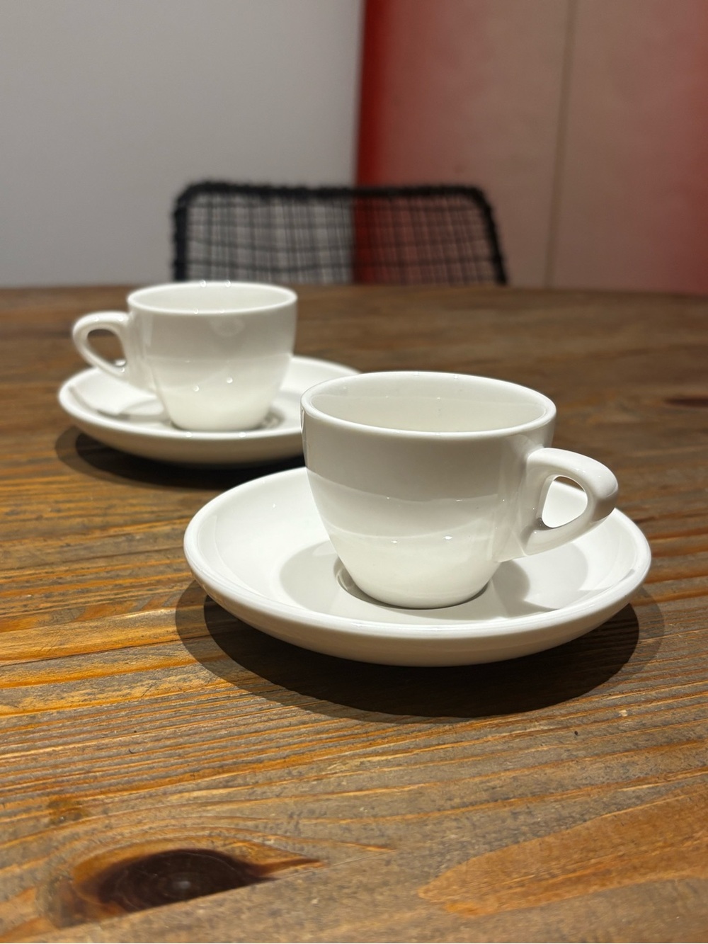 Classic White Ceramic Espresso Cup & Saucer Set - 2 Pack